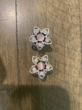 1/2” double flare plugs with pink cat eye stone